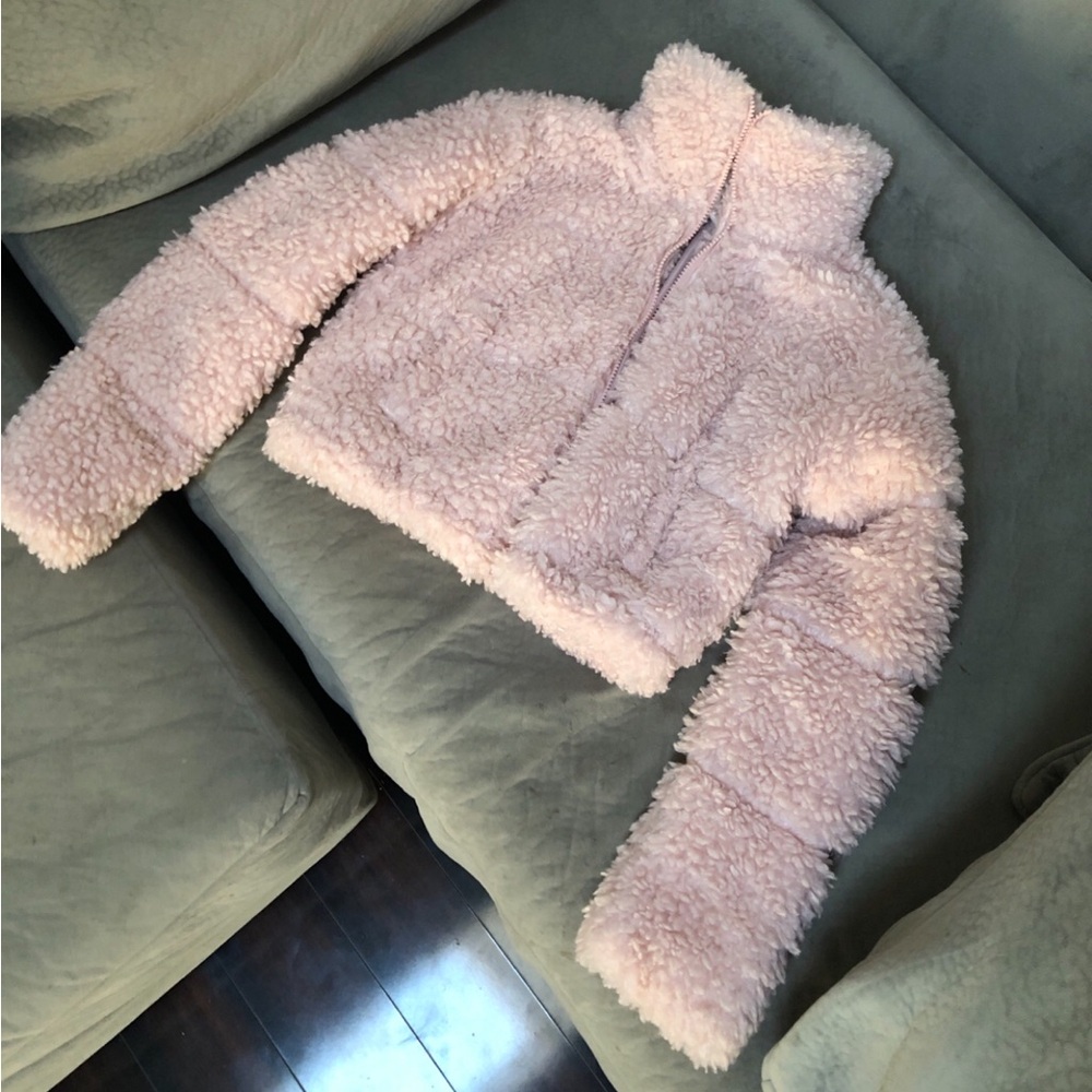 Pink teddy Sherpa Jacket coat women’s size small